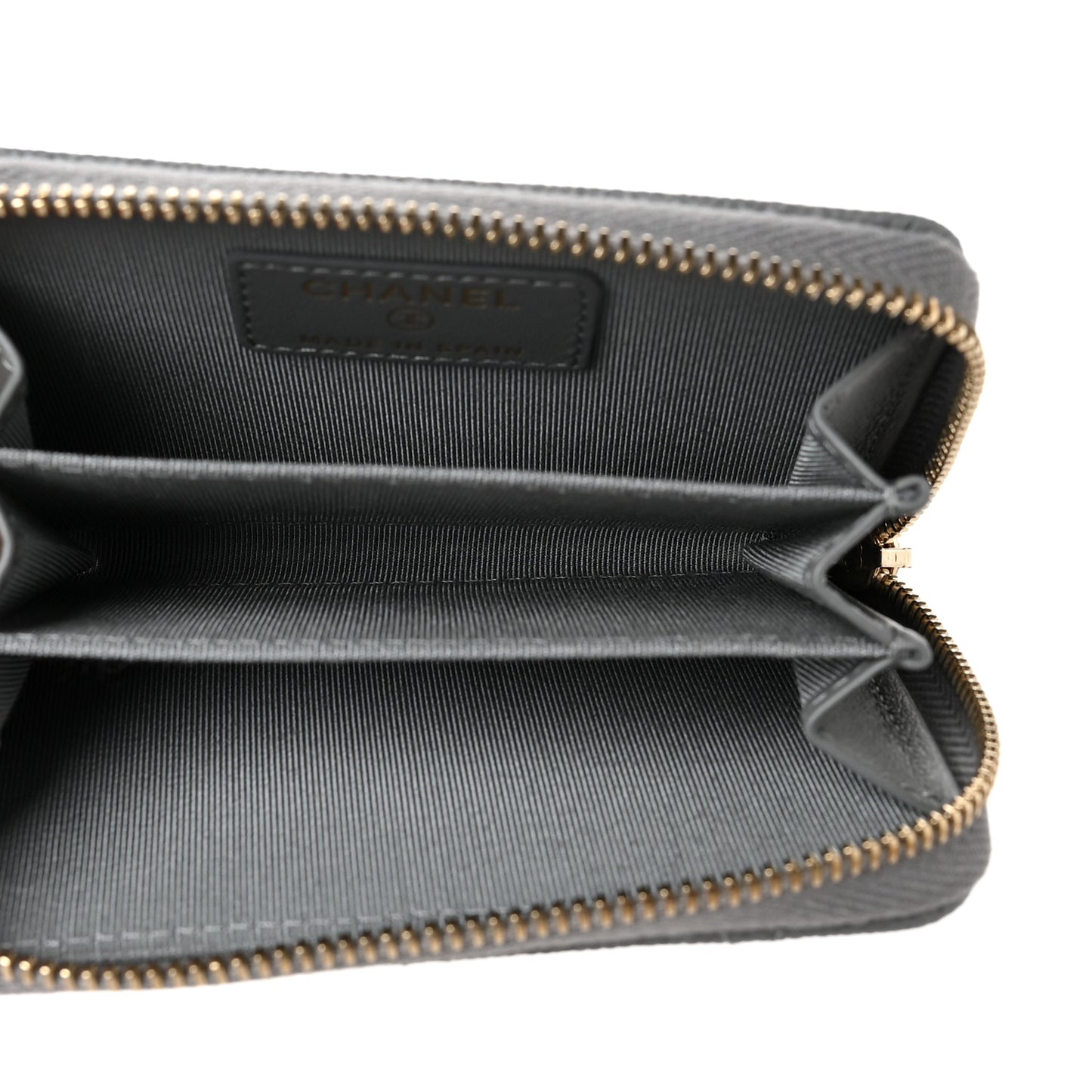 Caviar Quilted Zip Coin Purse Grey