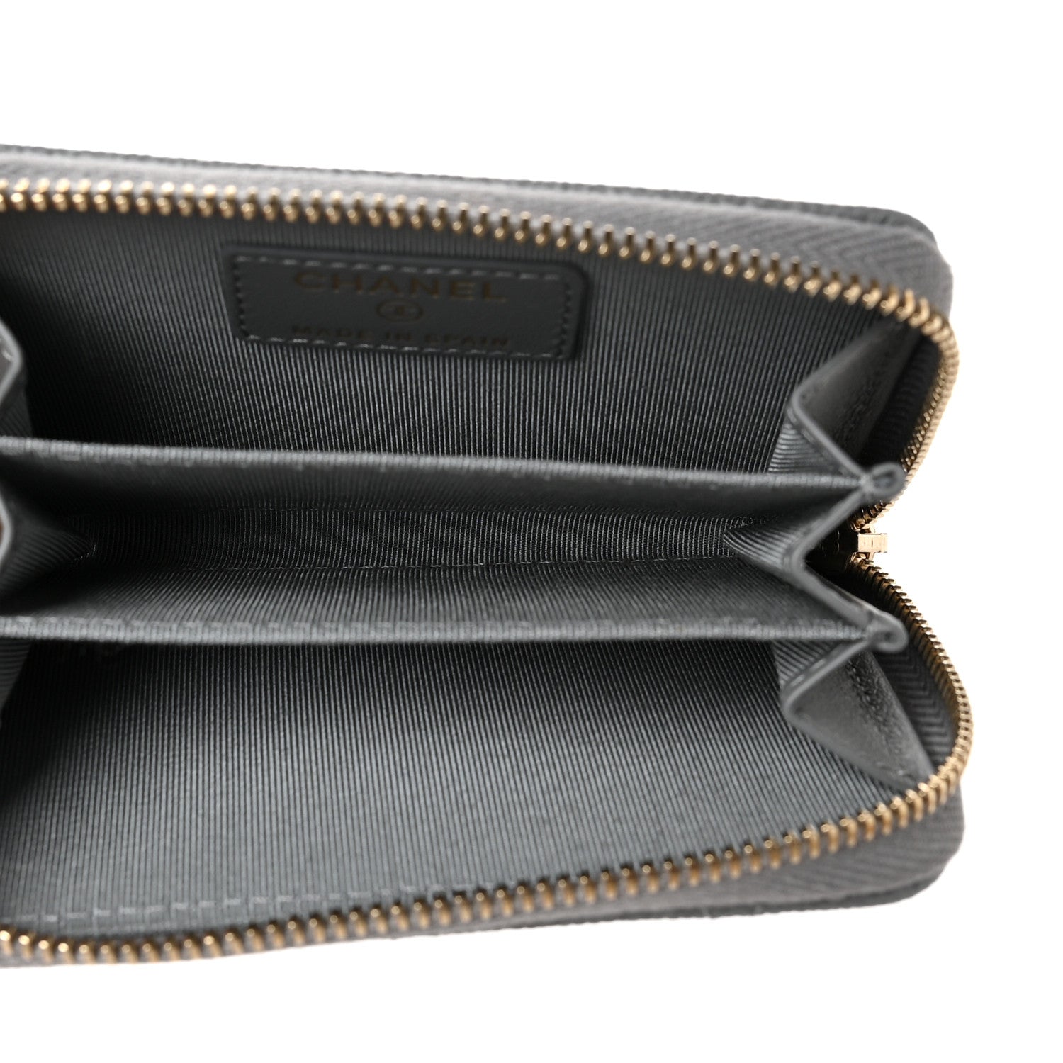 Chanel Caviar Quilted Zip Coin Purse Grey 5 of 10