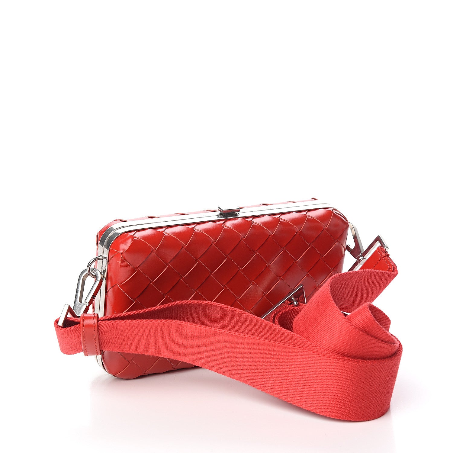 Bottega Veneta Spazzolato Intrecciato Mens Crossbody Messenger Bag Bright Red 2 of 7