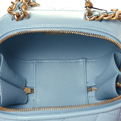 Chanel Lambskin Quilted CC Bubble Vanity Case With Chain Light Blue 5 of 12