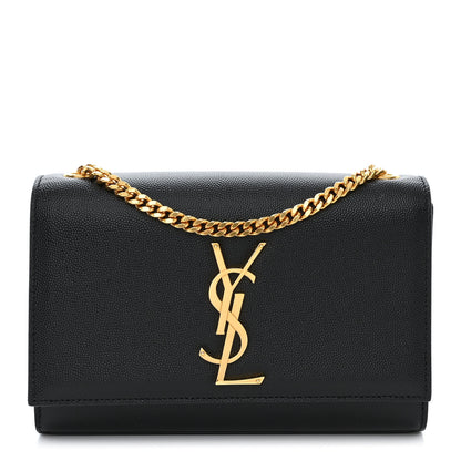 Saint Laurent Grain De Poudre Small Classic Monogram Kate Satchel Black 1 of 12
