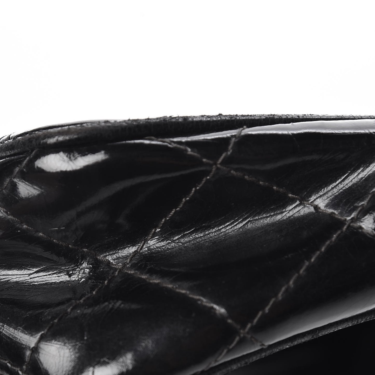 Patent Quilted Tassel Small Camera Case Black
