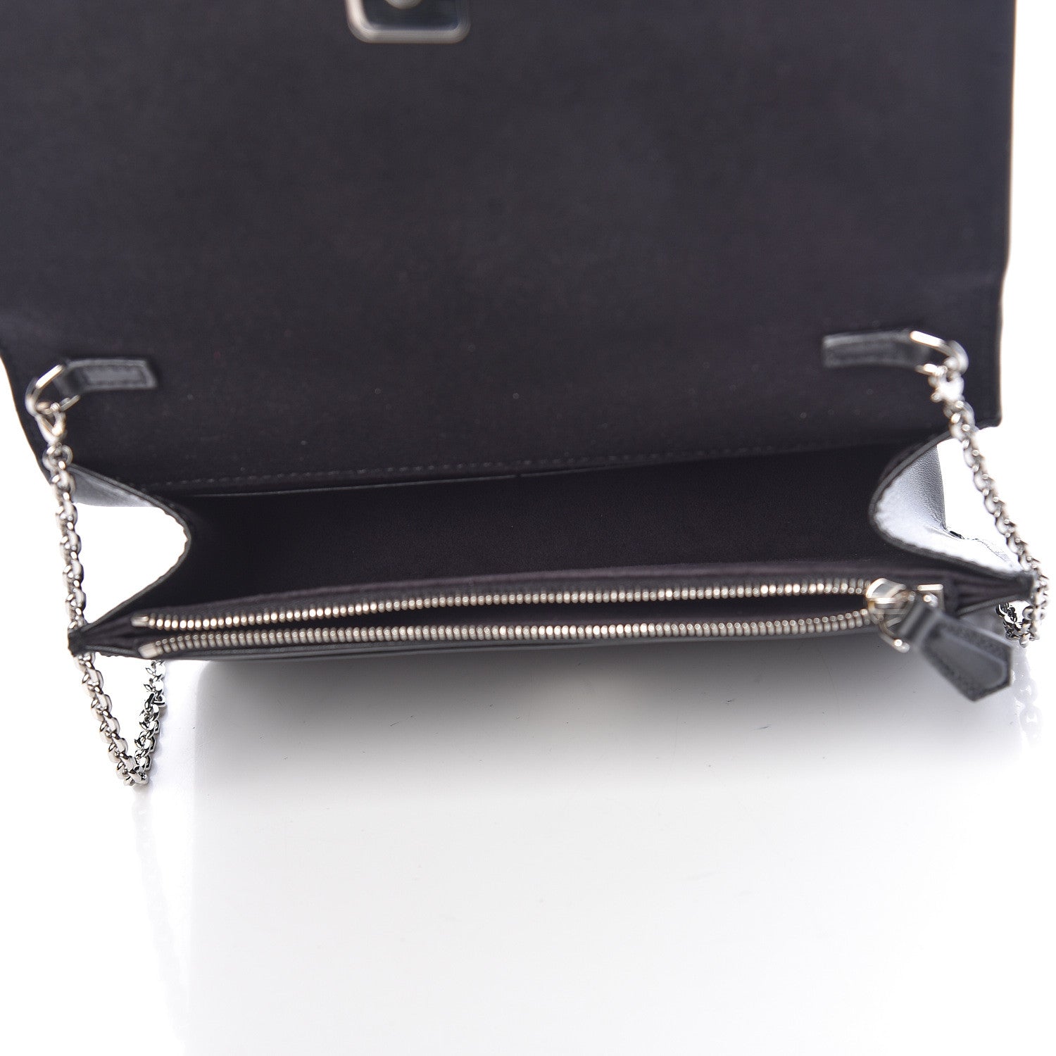 Fendi Vitello Flamingo Tube Wallet on Chain Black 5 of 11