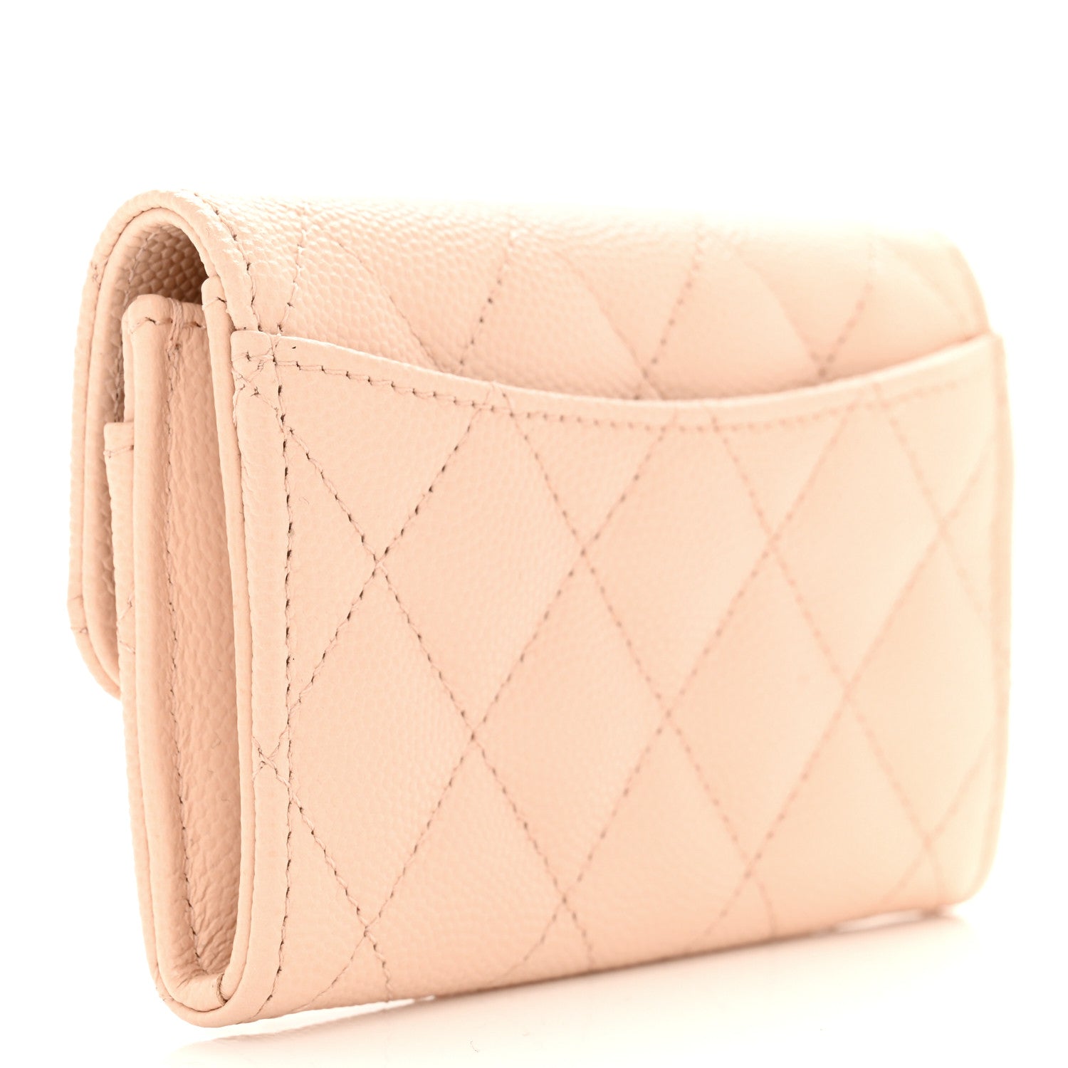 Chanel Caviar Quilted Flap Card Holder Wallet Light Beige 3 of 9