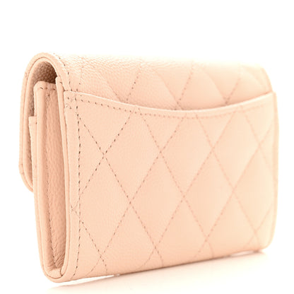 Chanel Caviar Quilted Flap Card Holder Wallet Light Beige 3 of 9
