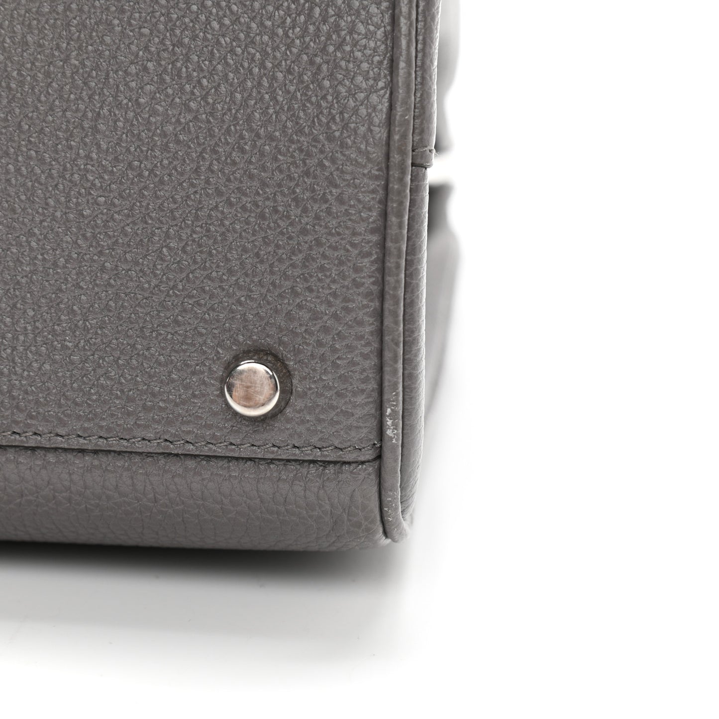Grainy Calfskin Medium Zumi Top Handle Bag Dusty Grey