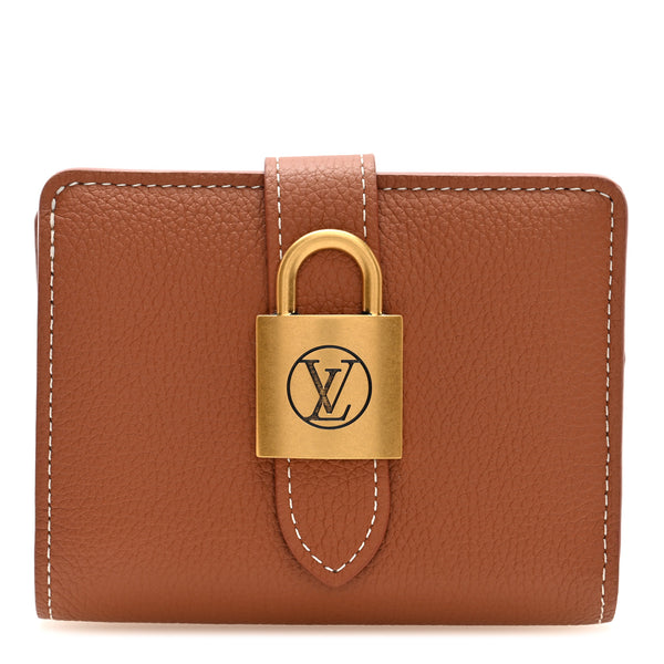 Louis Vuitton Grained Calfskin Low Key Compact Wallet Cognac