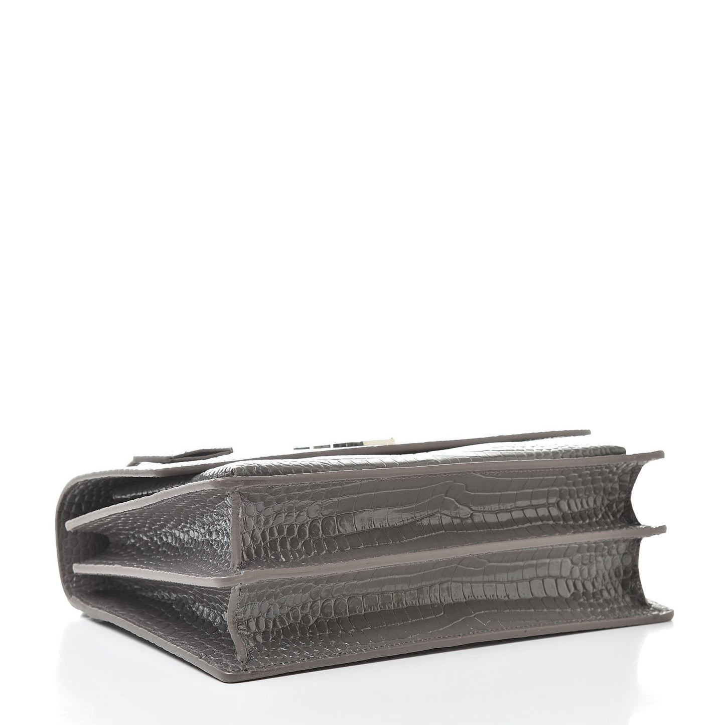 Calfskin Crocodile Embossed Large Monogram Sunset Fog