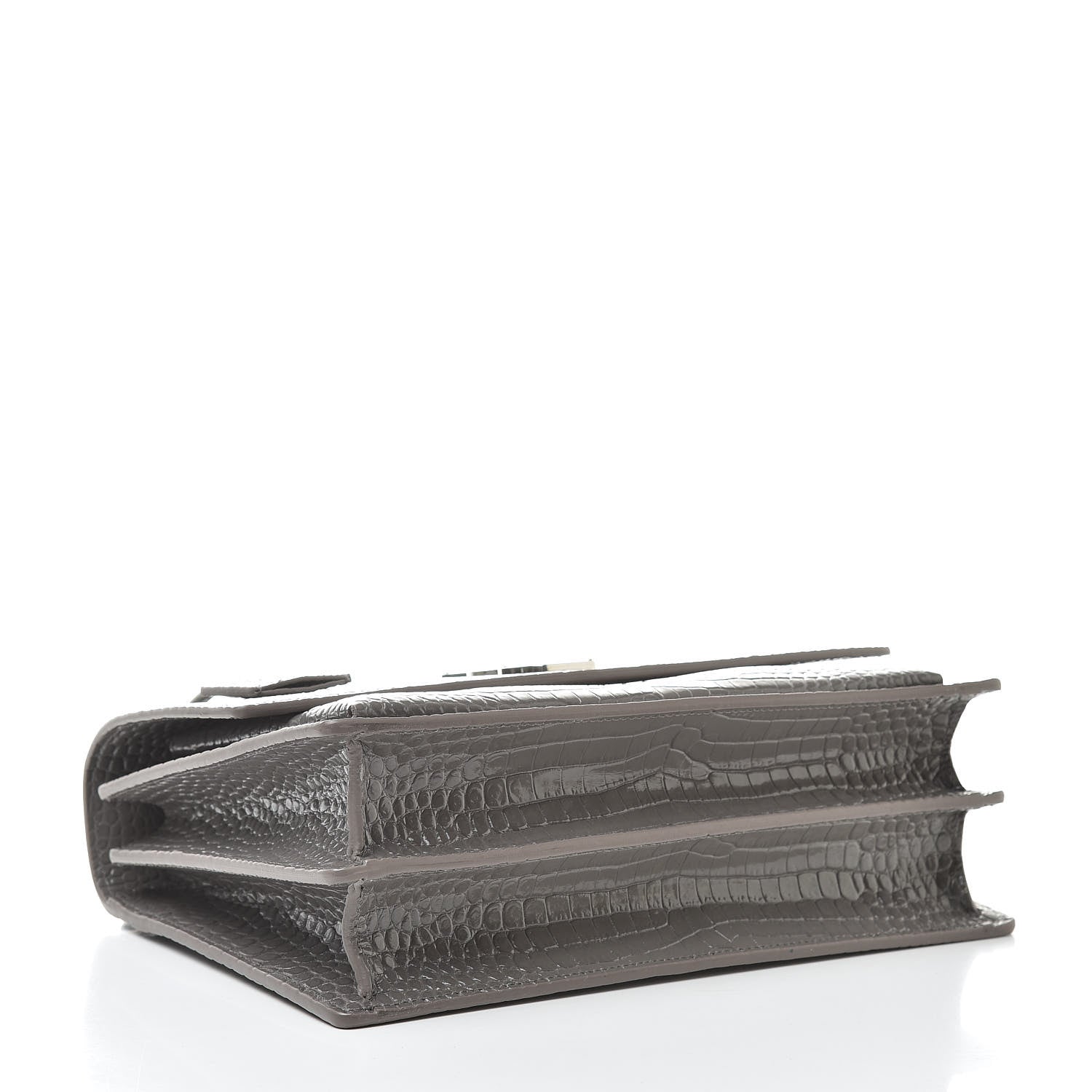 Saint Laurent Calfskin Crocodile Embossed Large Monogram Sunset Fog 4 of 10