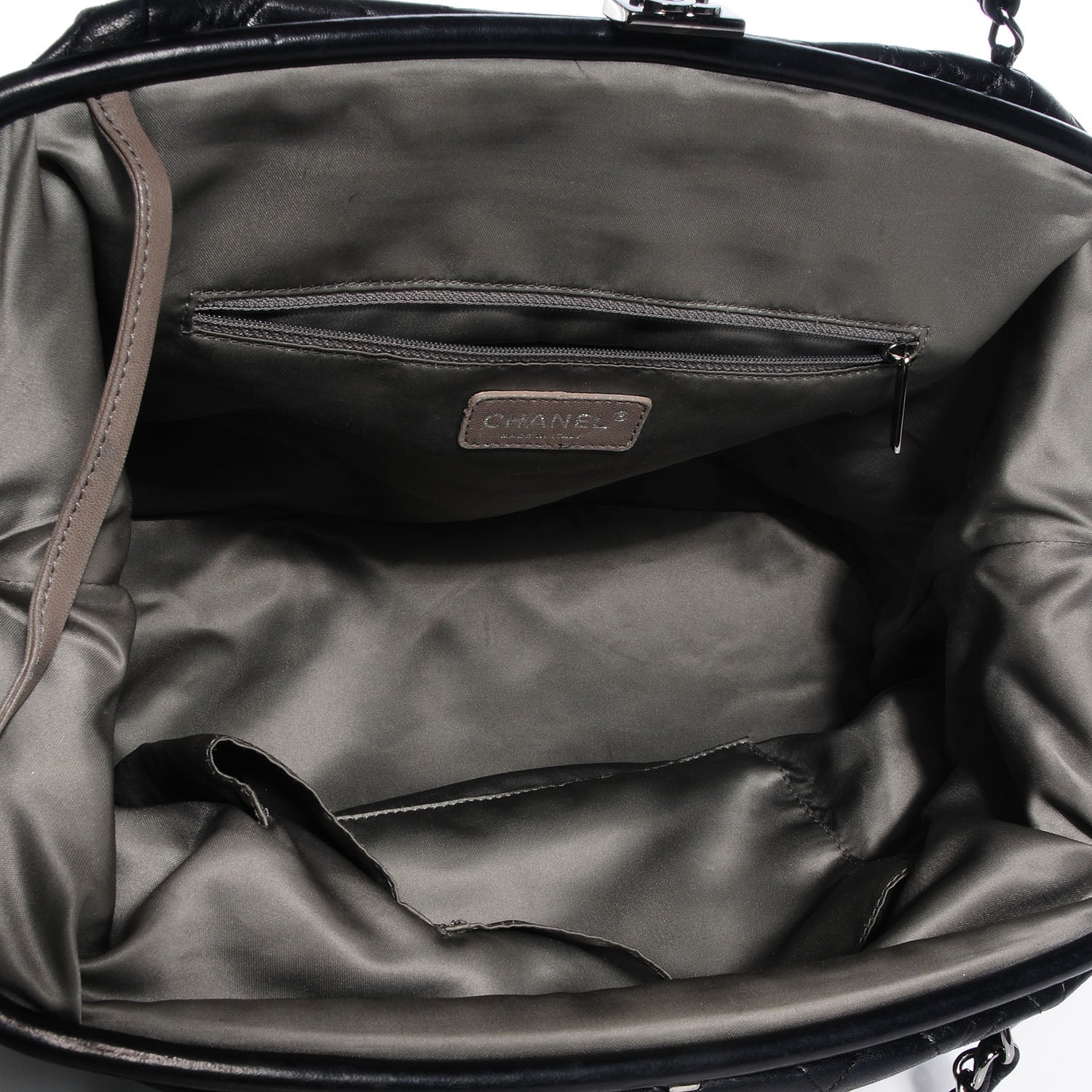Chanel Lambskin Quilted Sharpei Frame Tote Black 5 of 7