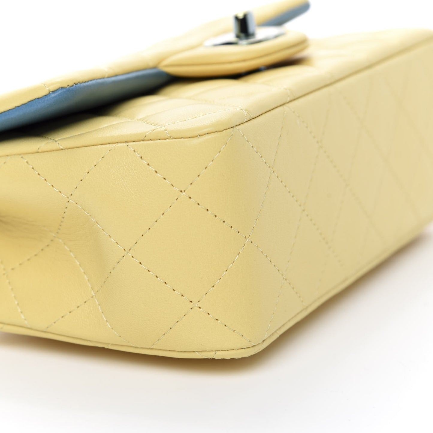 Lambskin Quilted Mini Rectangular Flap Yellow Blue