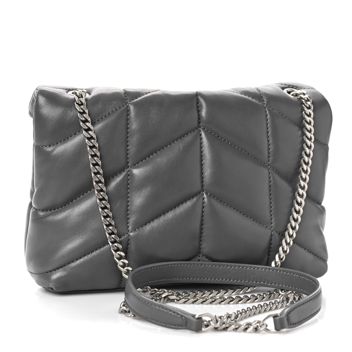 Lambskin Quilted Toy Loulou Puffer Monogram Chain Satchel Storm