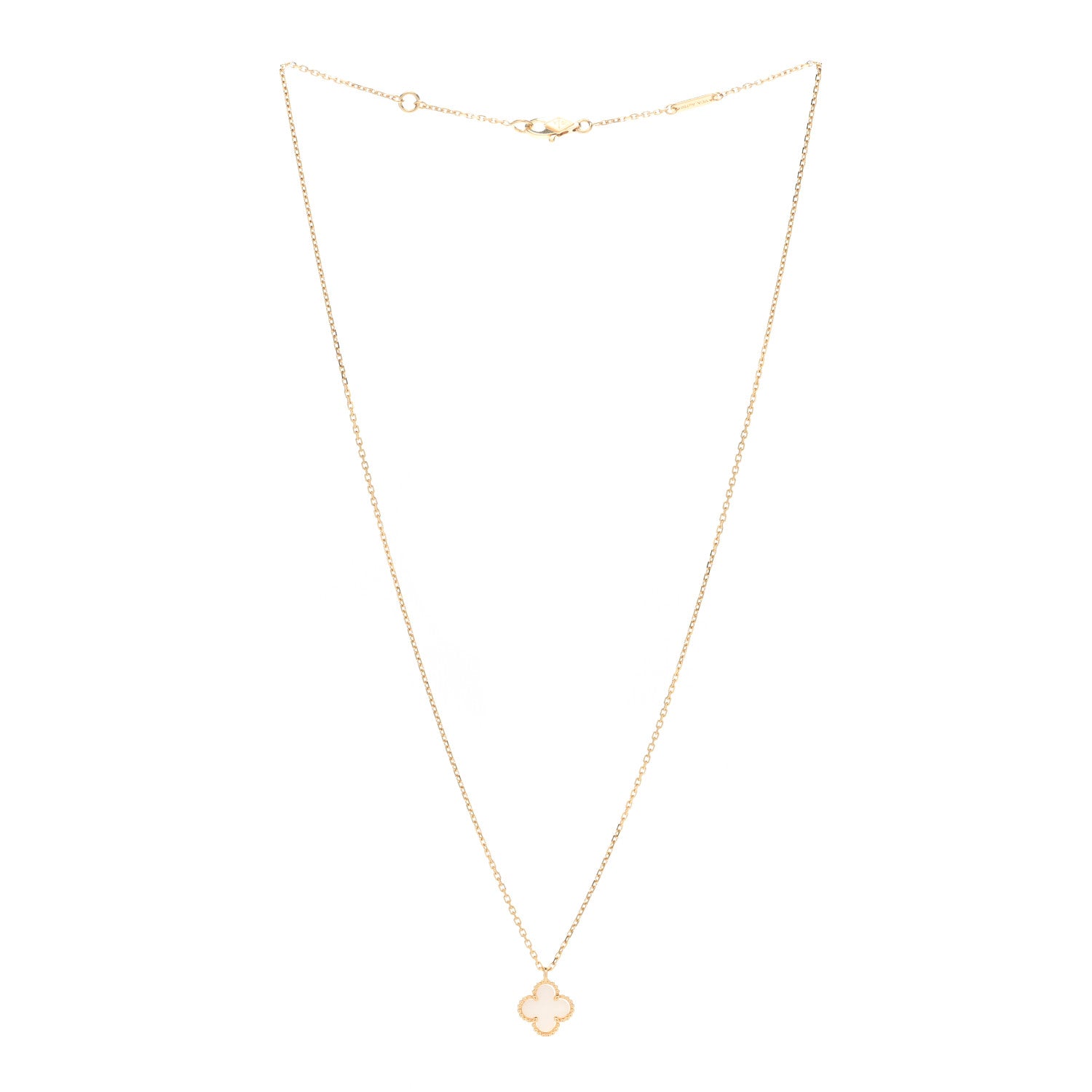 Van Cleef & Arpels 18K Yellow Gold Mother of Pearl Sweet Alhambra Pendant Necklace 3 of 7