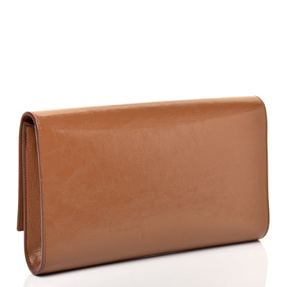 Saint Laurent Textured Patent Calfskin Large Belle De Jour Clutch Tobacco 3 of 9