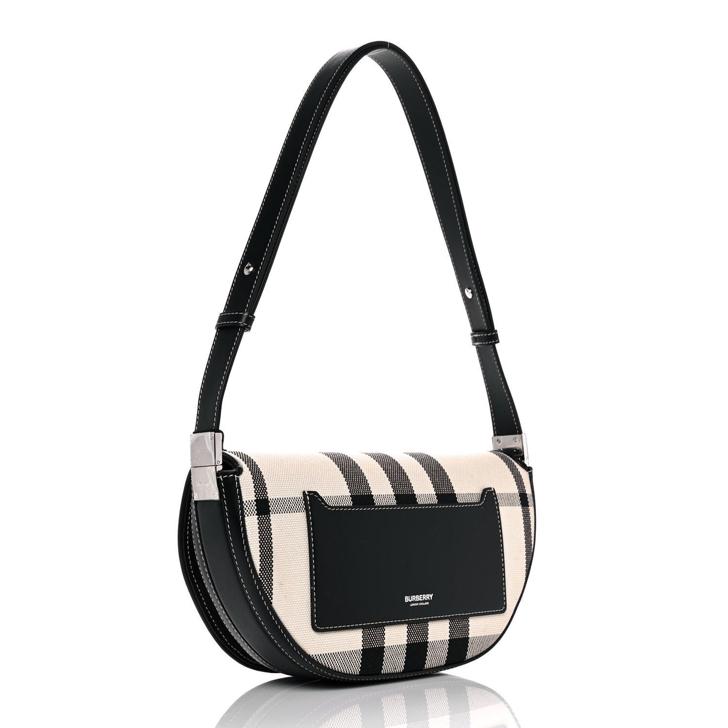 Canvas Calfskin Check Small Olympia Beige
