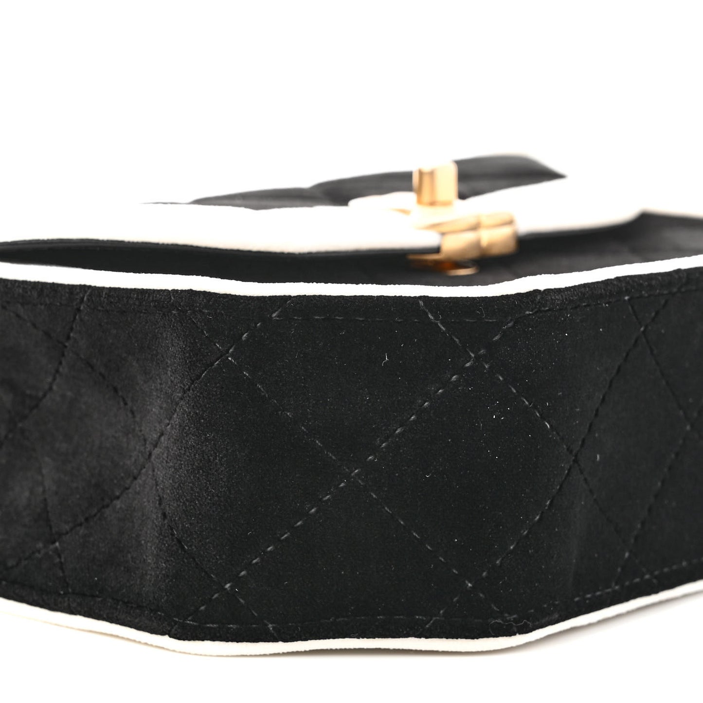 Velvet Quilted Mini Place Vendome Flap Black White