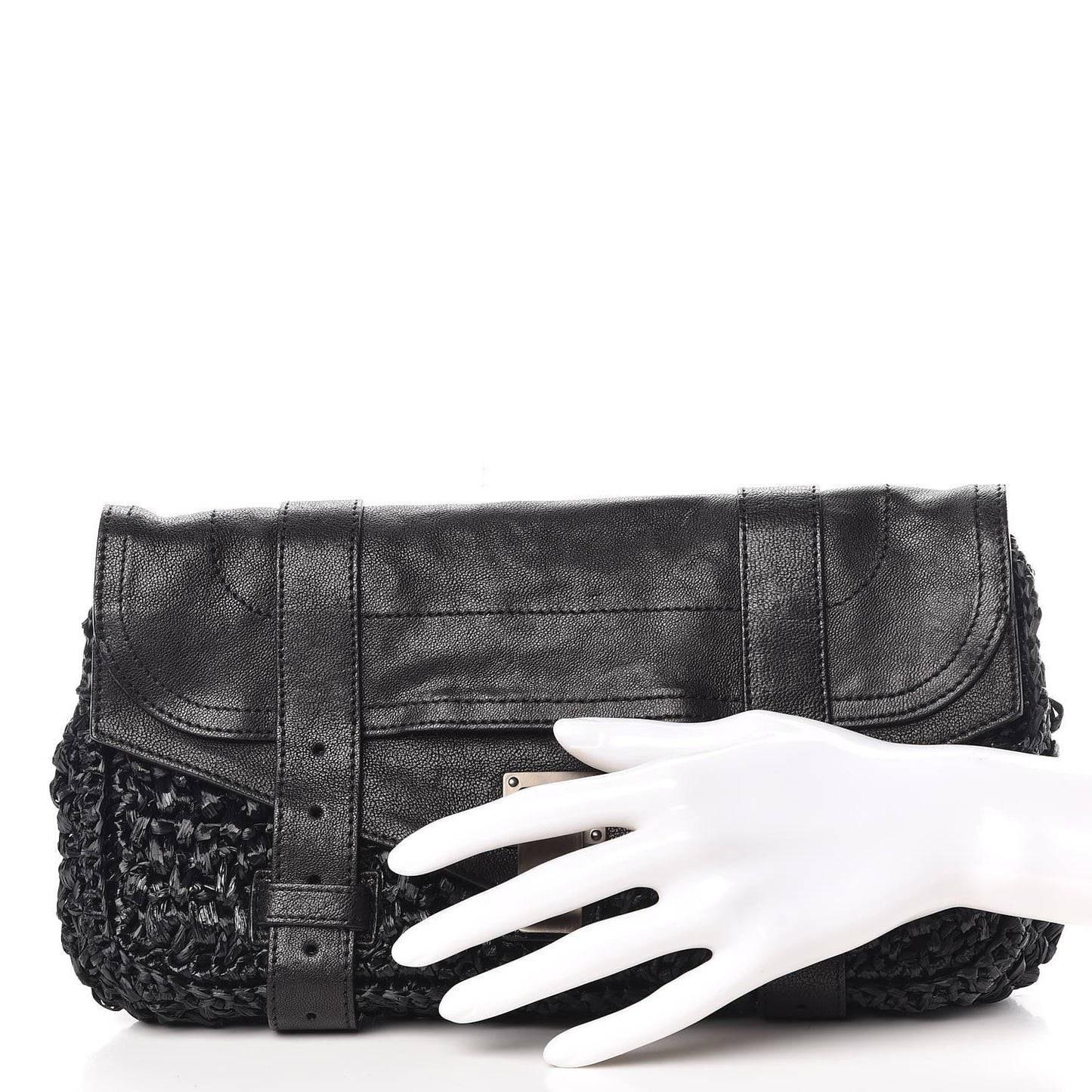 Lambskin Raffia PS1 Pochette Clutch Black