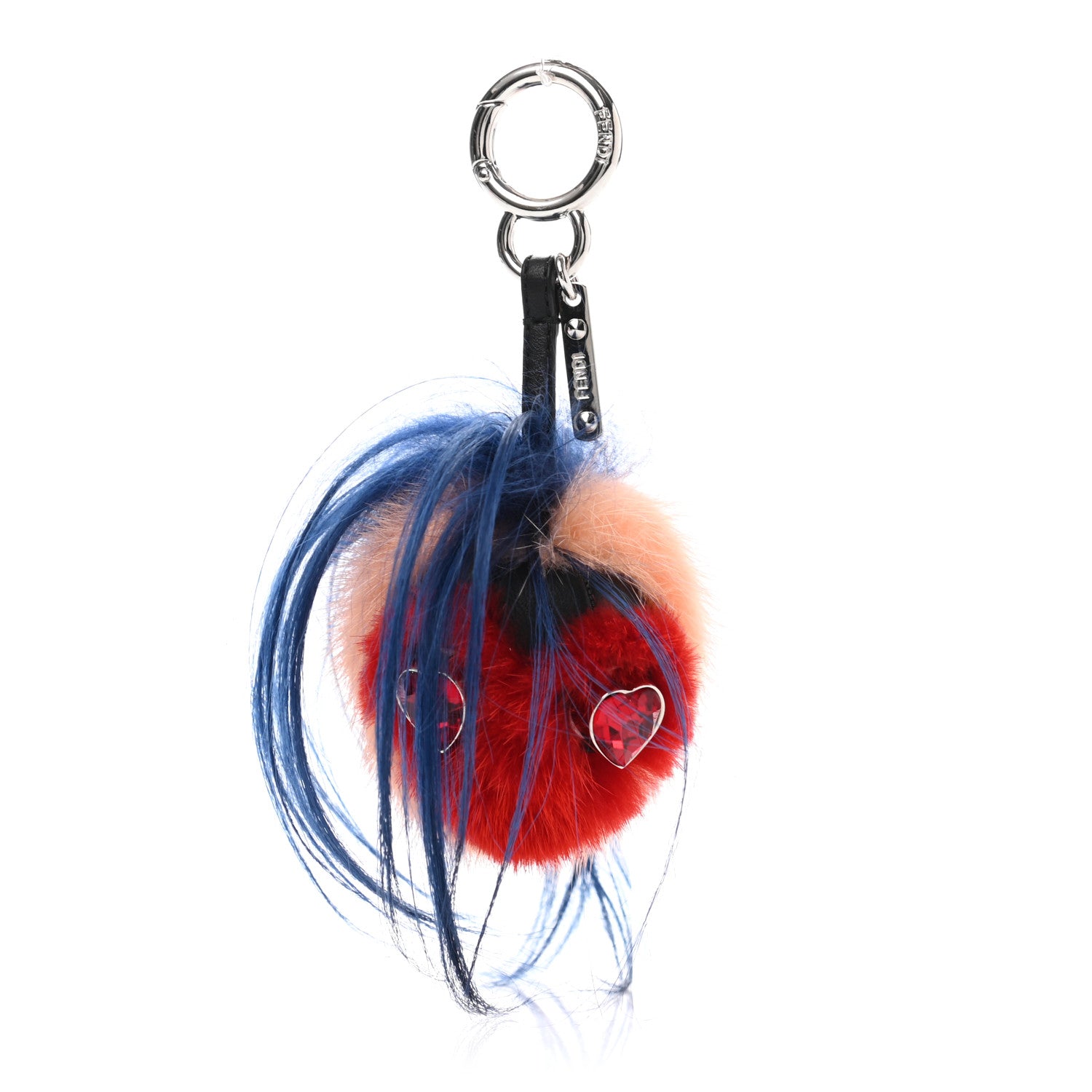 Fendi Goat Mink Fur Heart Bag Bug Charm Red Multicolor 1 of 5