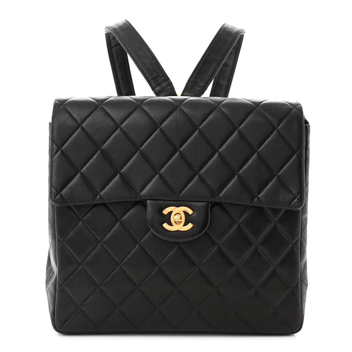 Lambskin Quilted Backpack Dark Brown