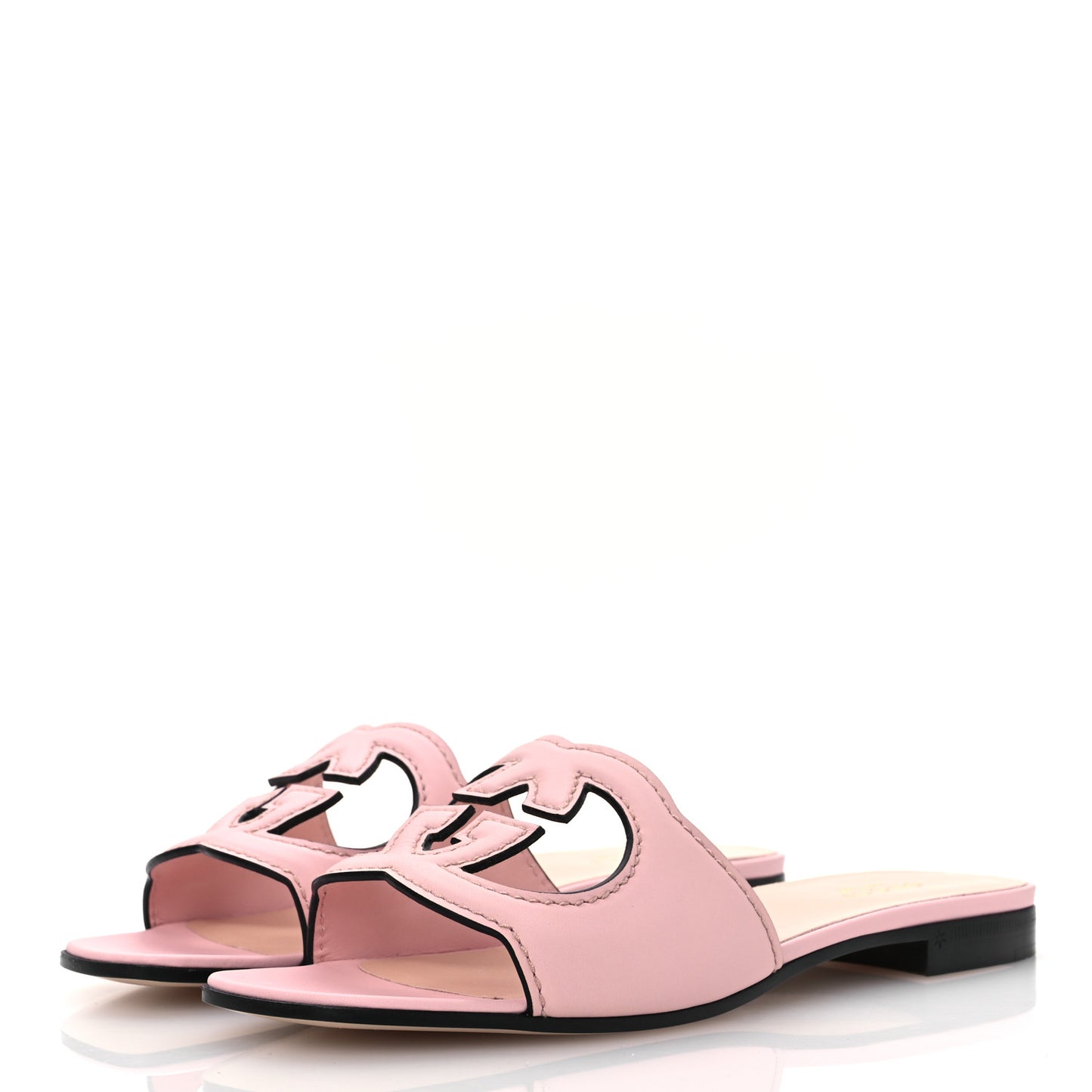 Cosmos Softy Calfskin Interlocking G Cut Out Slide Sandals 37 Candy Cotton
