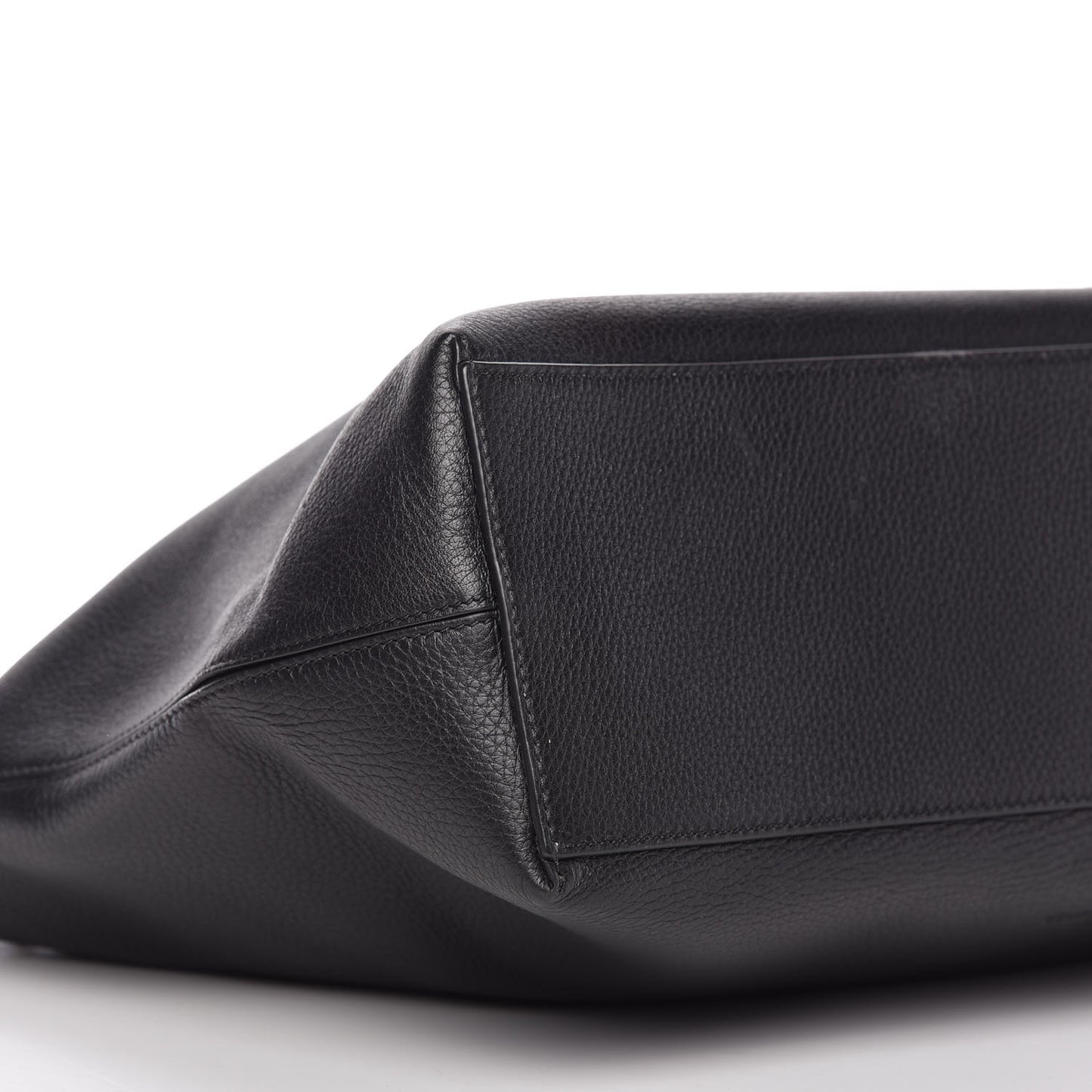 Grained Calfskin Rockstud Shoulder Tote Black