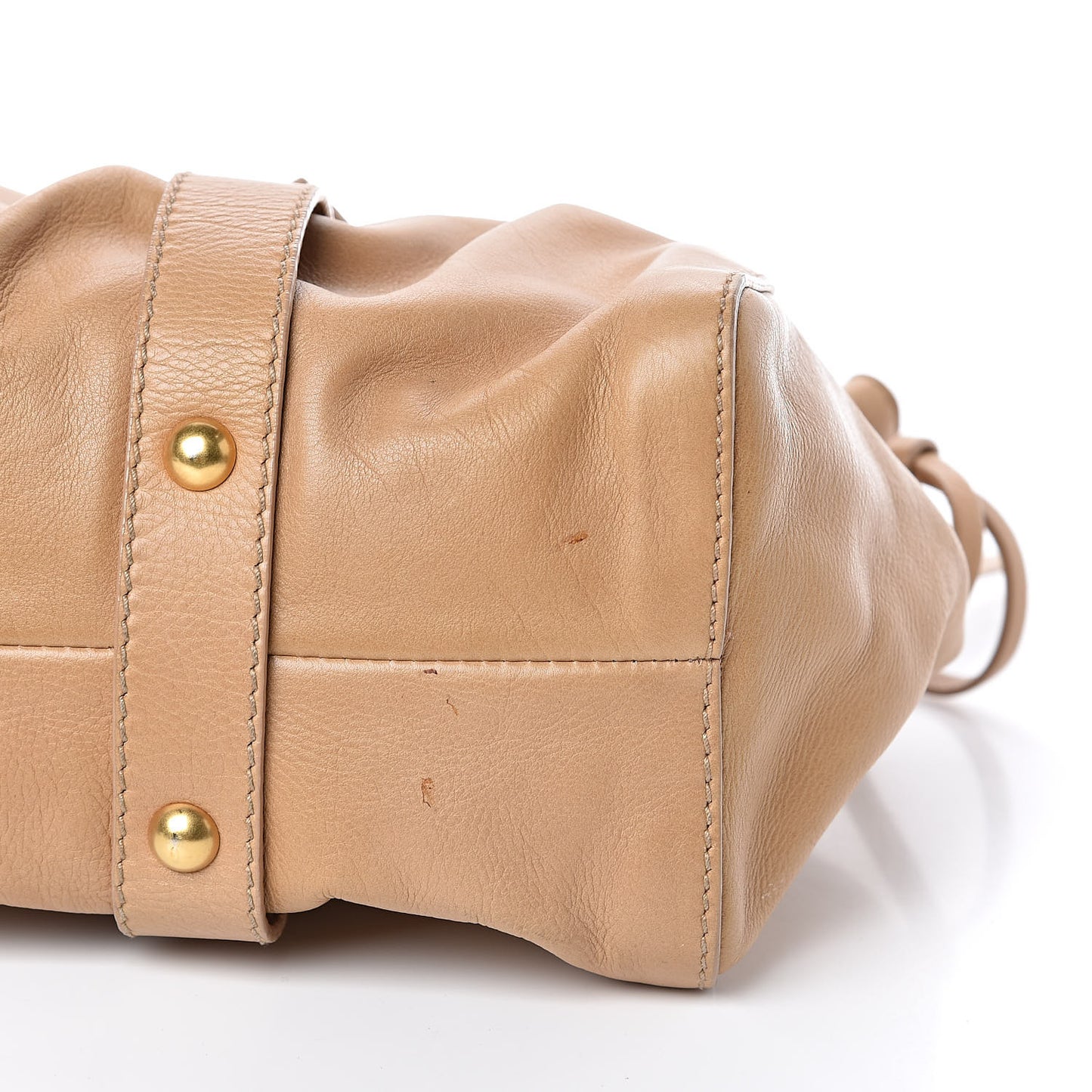 Vitello Lux Gathered Shopper Tote Beige
