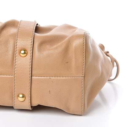 Miu Miu Vitello Lux Gathered Shopper Tote Beige 9 of 11