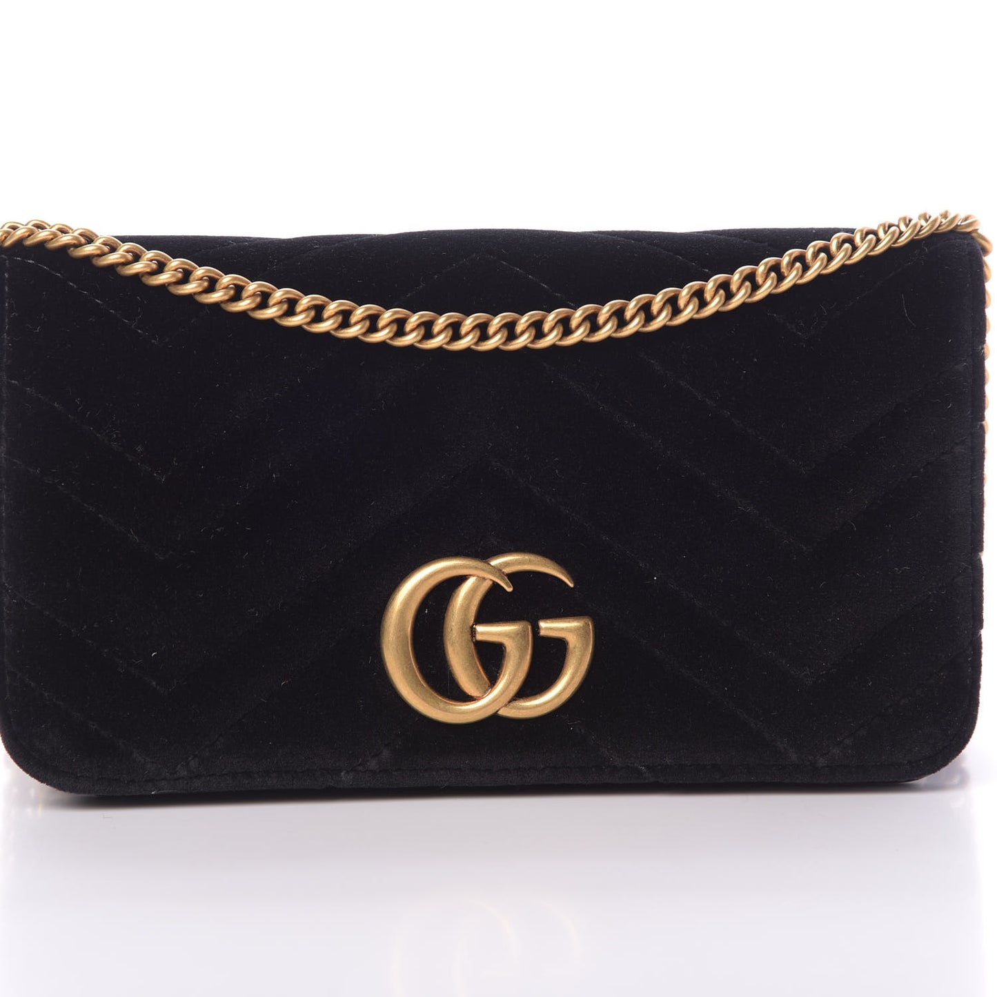 Velvet Matelasse GG Marmont Mini Bag Black