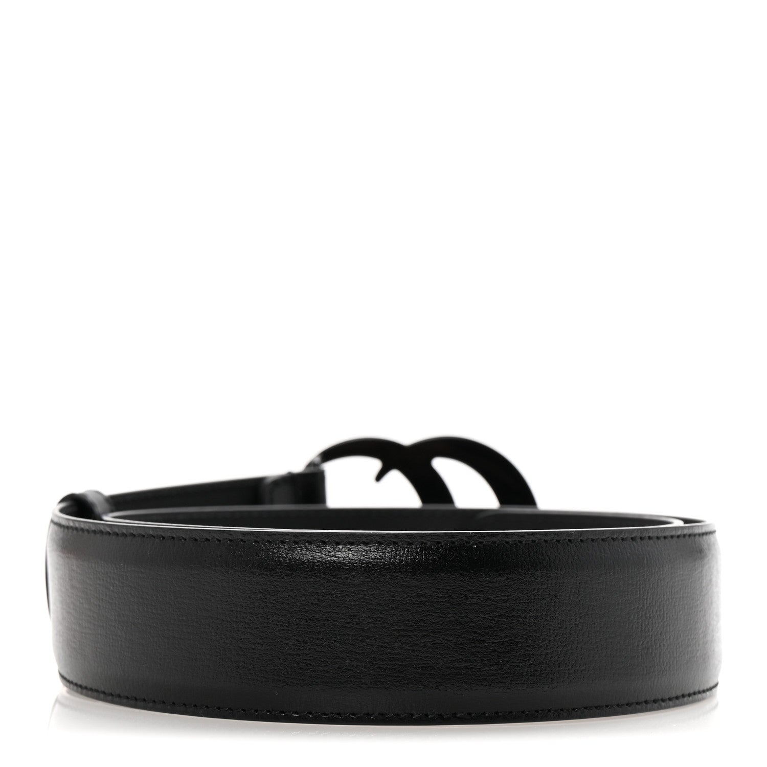 Gucci Azalea Calfskin Enamel Monochrome Double G 40mm Belt 75 30 Black 2 of 5