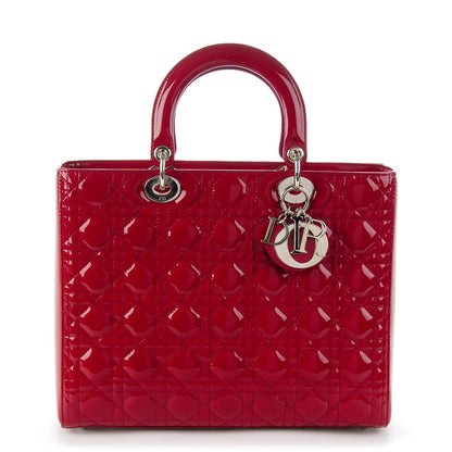 Christian Dior Patent Cannage Large Lady Dior Red 1 of 7