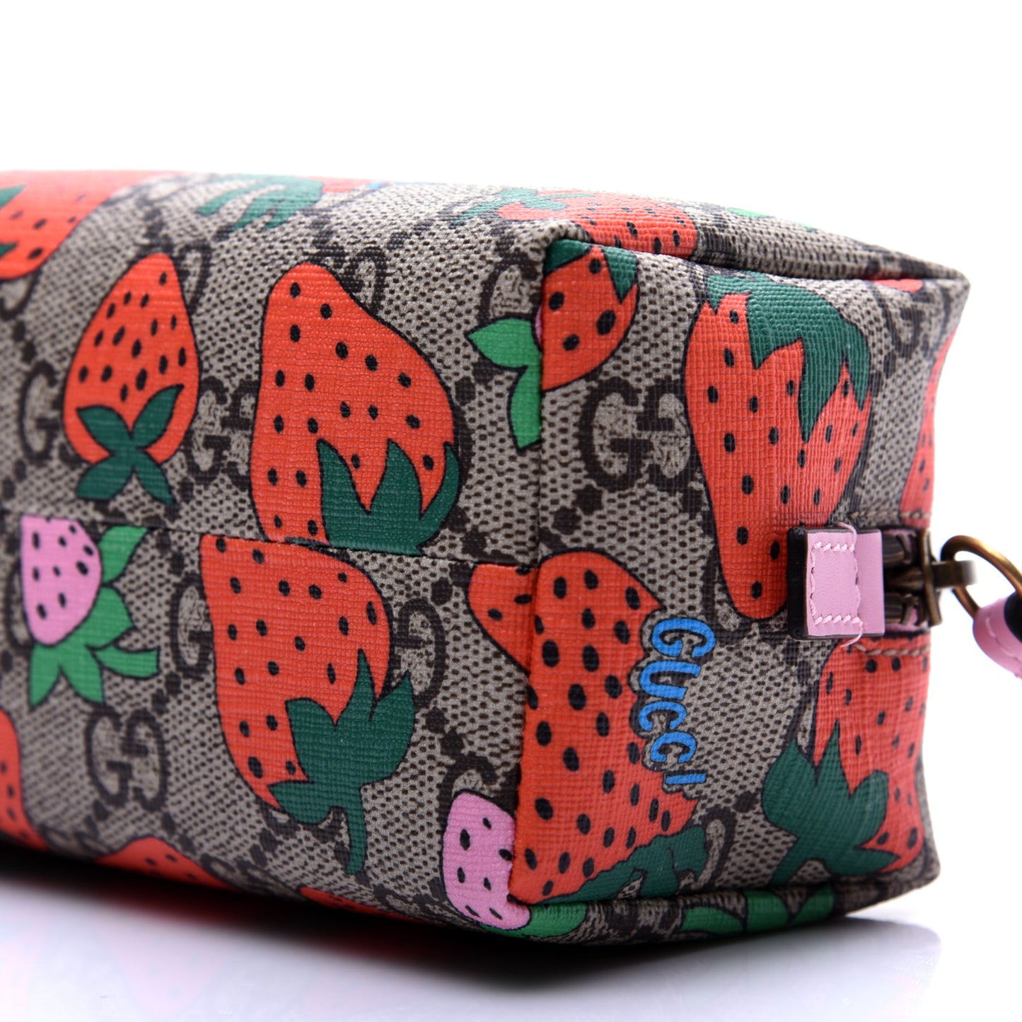 GG Supreme Monogram Strawberry Cosmetic Case