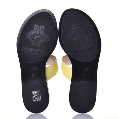 Gucci Calfskin GG Marmont Thong Sandals 36 Banana 5 of 8