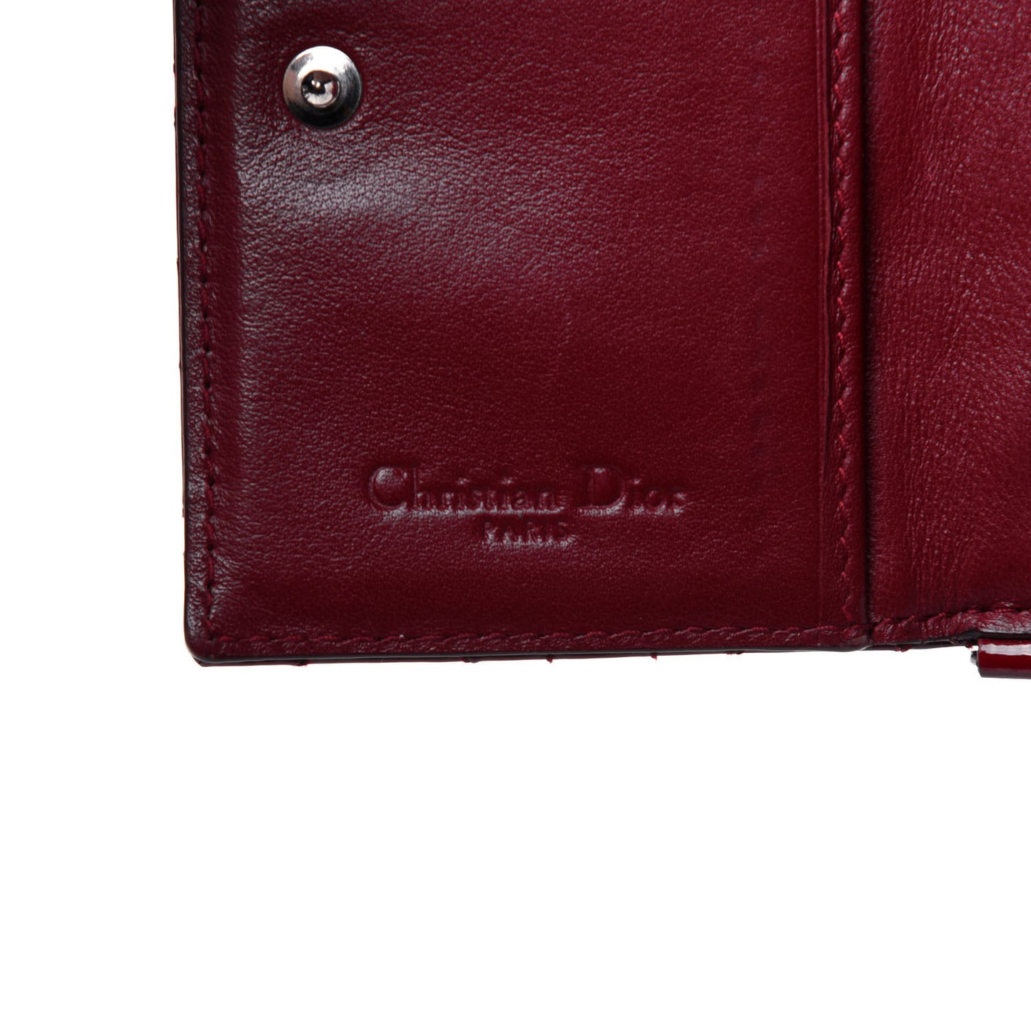 Patent Cannage Small Lady Dior Flap Card Holder Scarlet