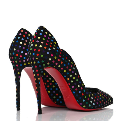 Christian Louboutin Suede Polka Dot Hot Chick 100 Pumps 37.5 Black Multicolor 4 of 9