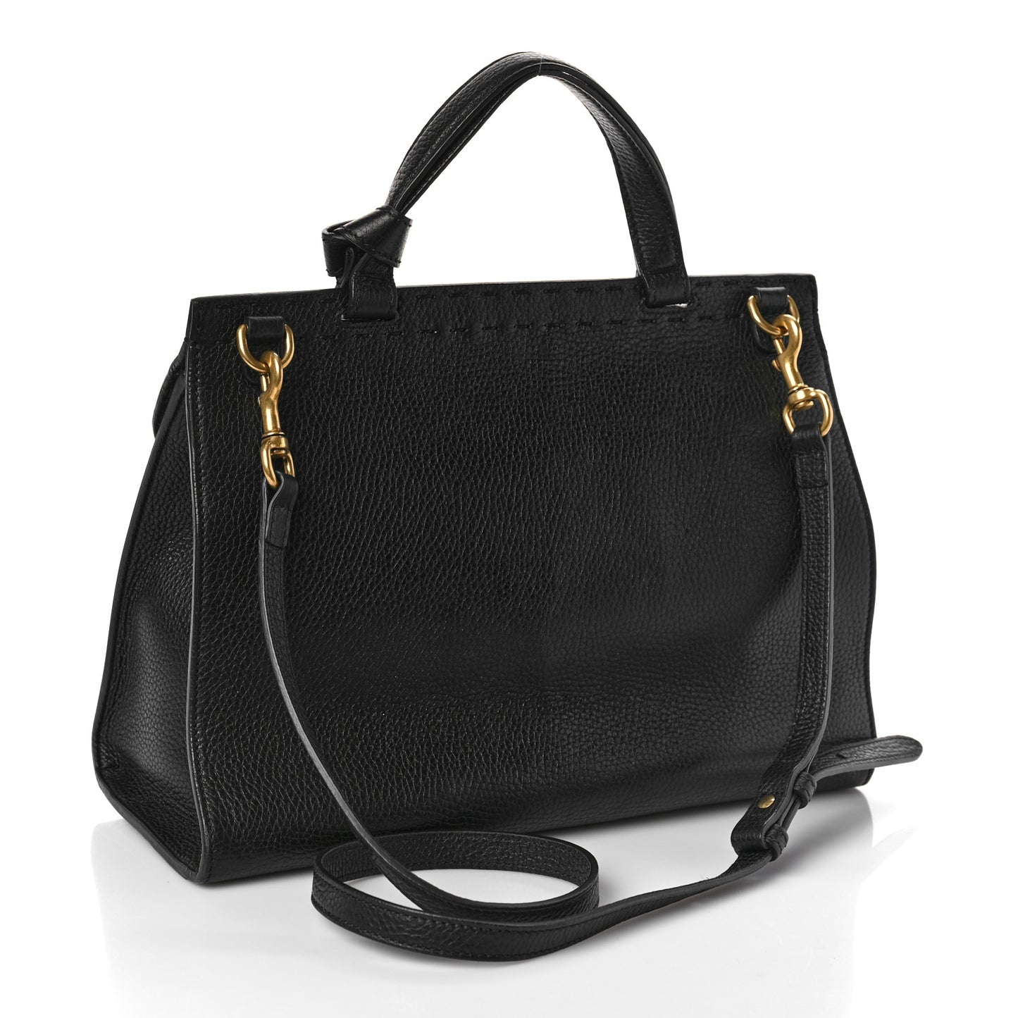 Calfskin Small GG Marmont Top Handle Bag Black