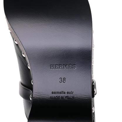 Hermes Calfskin Carlotta Mules 38 Black 6 of 8