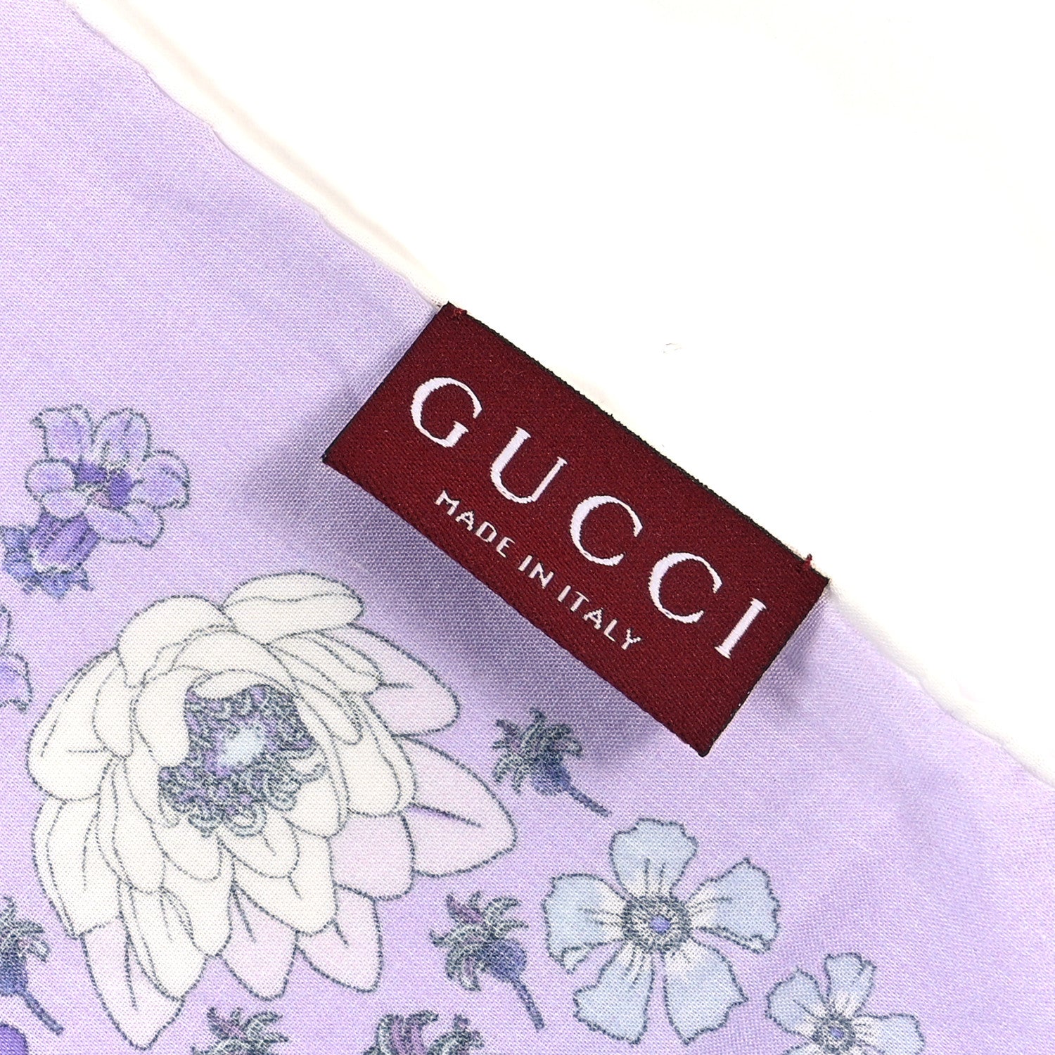 Gucci Cotton Floral Square Scarf Purple 3 of 4