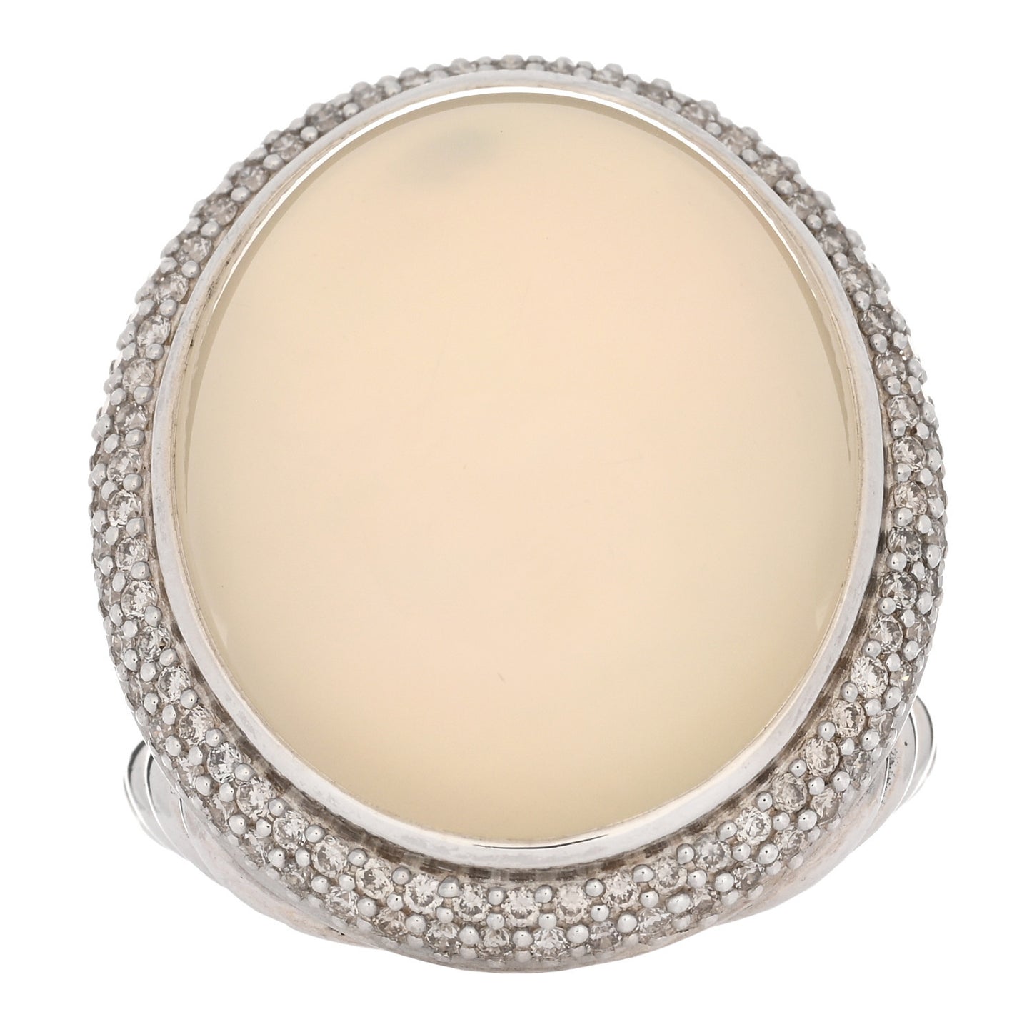Sterling Silver Diamond Moonstone 24mm Cerise Ring 54 7