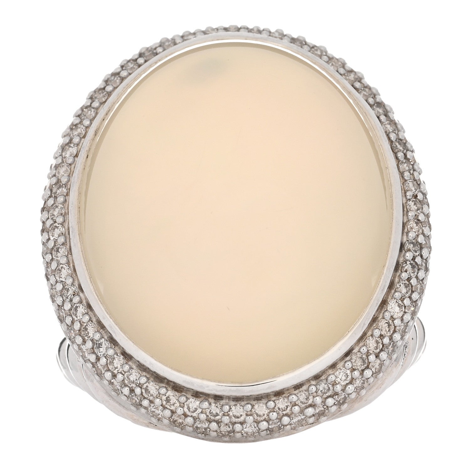 David Yurman Sterling Silver Diamond Moonstone 24mm Cerise Ring 54 7 1 of 4