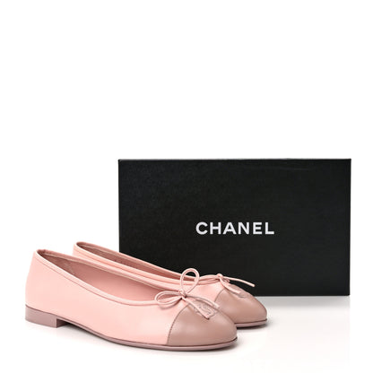 Chanel Lambskin Cap Toe CC Ballerina Flats 38.5 Light Pink Dark Pink 9 of 9