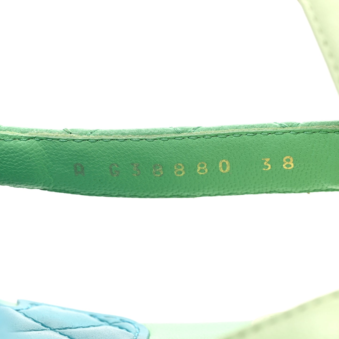 Lambskin Logo Platform Sandals 38 Turquoise Green Gold