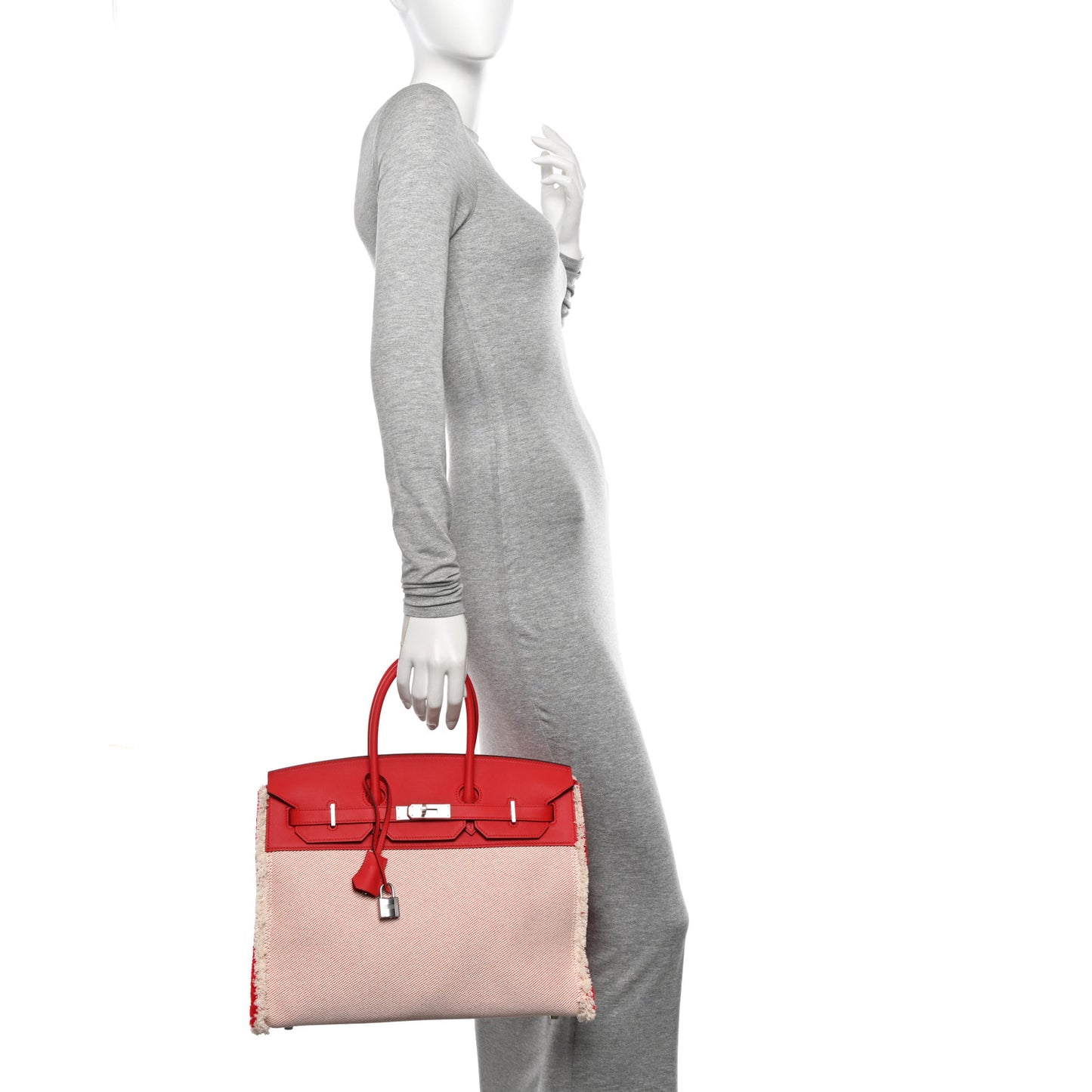 Swift Twill H Fray Fray Birkin 35 Rouge de Coeur Ecru