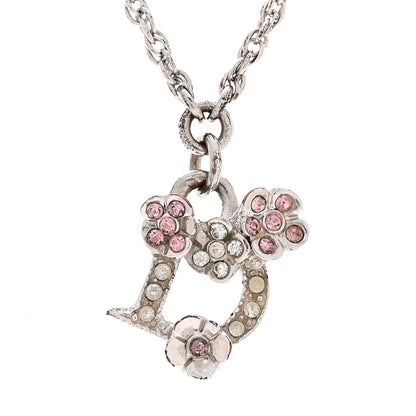 Christian Dior Crystal Flower Necklace Silver Pink 4 of 8