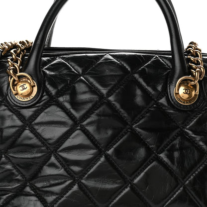 Chanel Glazed Calfskin Castle Rock Bowling Bag Black 8 of 10