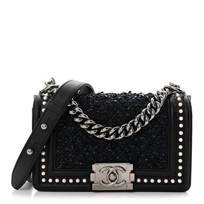 Chanel Calfskin Pearl Tweed Small Boy Flap Black 1 of 10