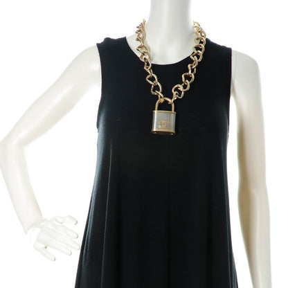 Chanel CC Oversized Padlock Necklace Gold Silver 2 of 4