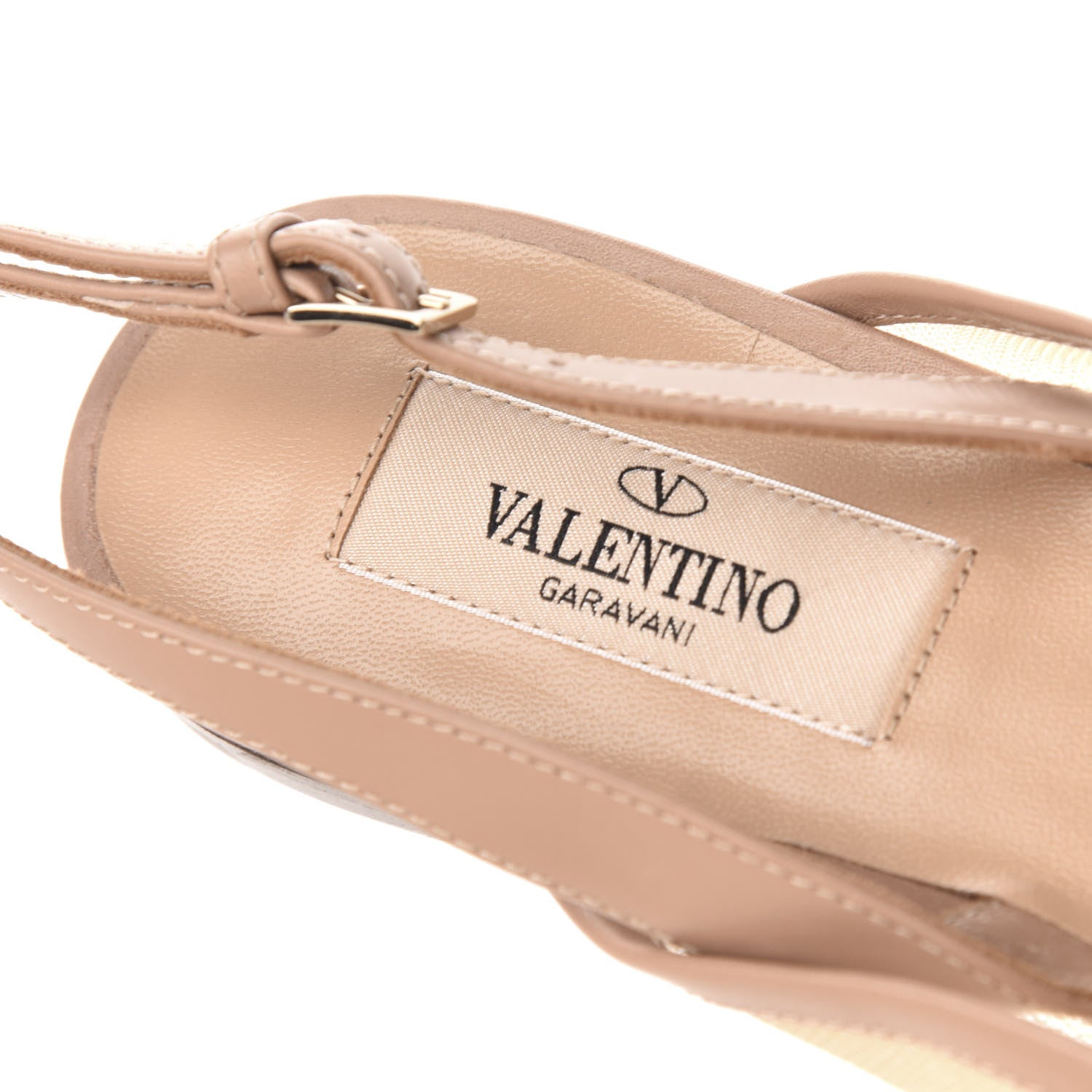 Valentino Garavani Mesh Crystal Cap Toe Slingback Flats 37.5 Nude 6 of 7