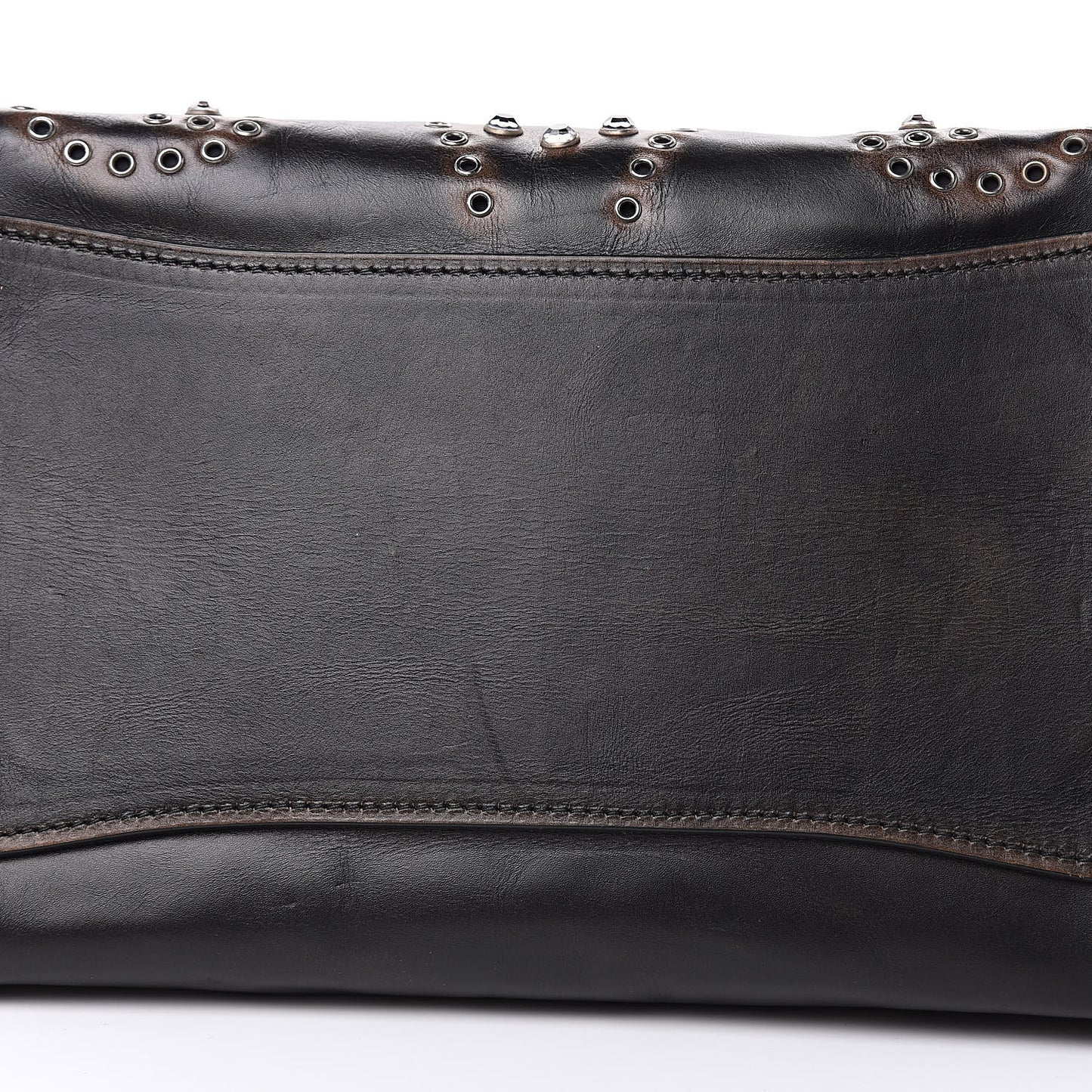 Vitello Vintage Studded Sound Twin Pocket Satchel Ebano