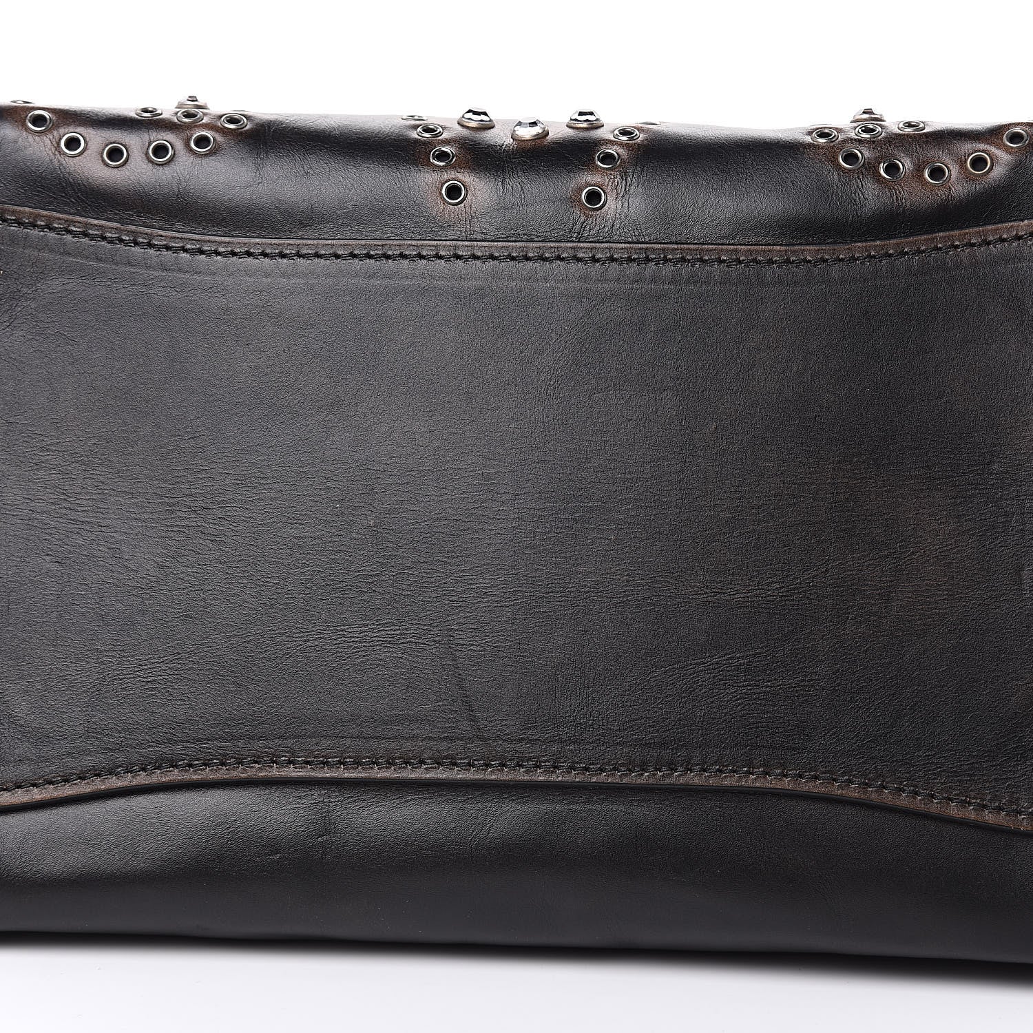 Prada Vitello Vintage Studded Sound Twin Pocket Satchel Ebano 9 of 17