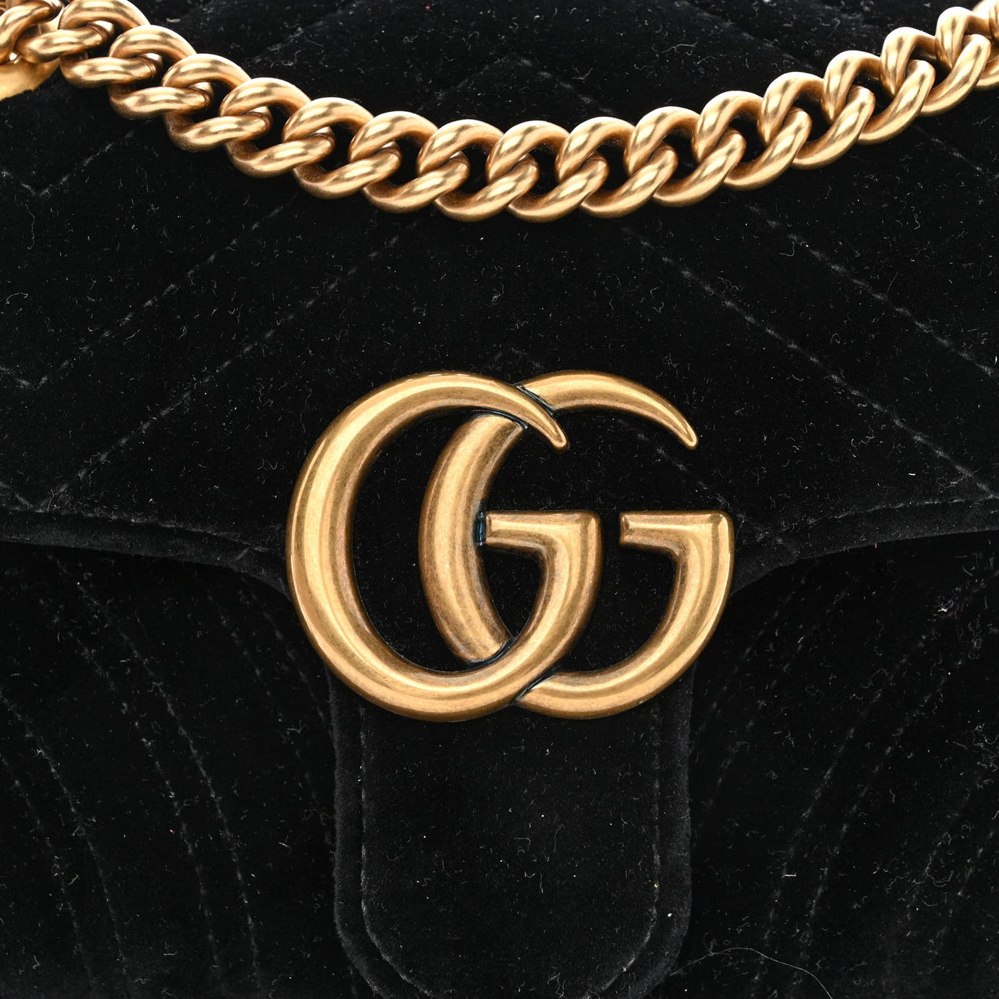 Velvet Matelasse Mini GG Marmont Shoulder Bag Black